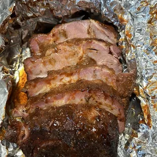 Sliced Money Muscle before going back on the smoker to become burnt ends