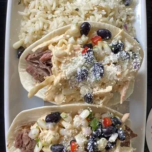 The taco lunch with beef, a generous amount of food