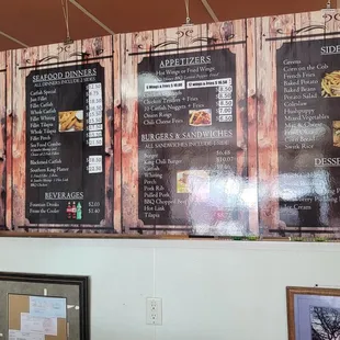 a menu on the wall
