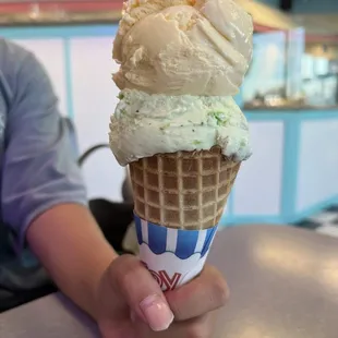 Vanilla and pistachio ice cream