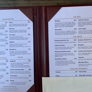 Photo of menu as of July 29, 2023.