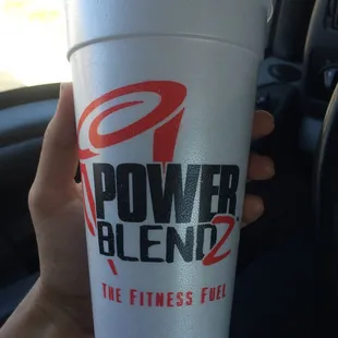 Enjoying my Slim-n-Tone wild berry smoothie from Swirl Smoothie and Nutrition Shop!