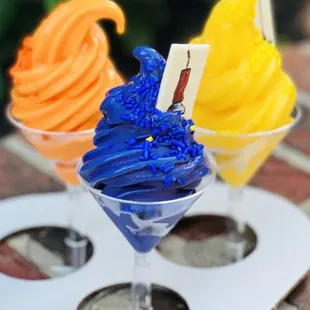 three different flavors of ice cream