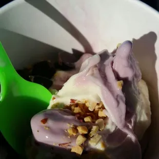 Today&apos;s sugar free options were blueberry, cheesecake and cake mix! Then we added candy on top of them. LOL