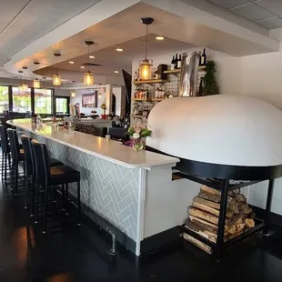 the bar and dining area