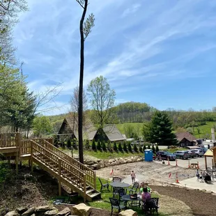a view of the winery from the deck