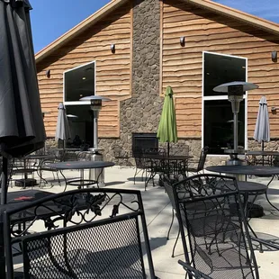 patio area with tables and chairs