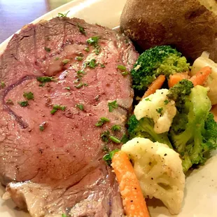 $20 Prime Rib on special on Wednesday evenings. Just not sure how consistent they run it.