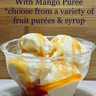 vanilla ice cream with mango puree