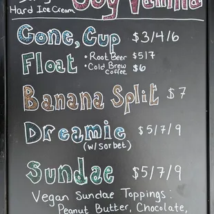 the menu for the day