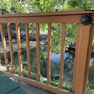 View from my seat at the table. Again, too lazy to stand up for a better photo. Note the trees and the creek, tho!