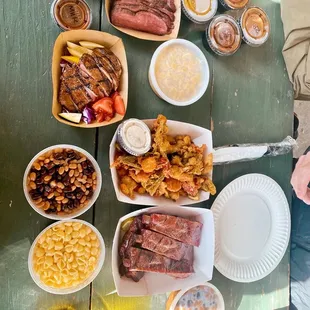 a table full of food