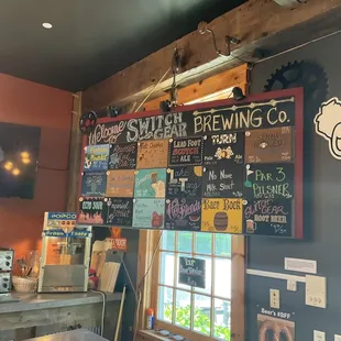 Cool chalkboard with whimsical art for the tap list.