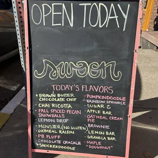 a chalk board with a menu on it