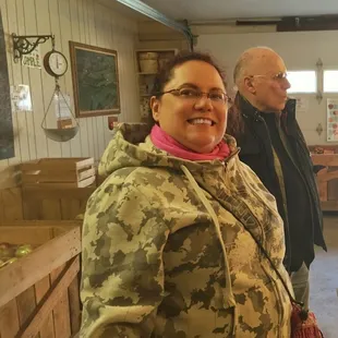 Buying apples and cider at Brown's Orchard.