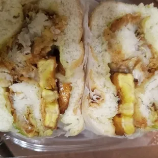 Plantain in the fish sandwich to make up for lack of fish