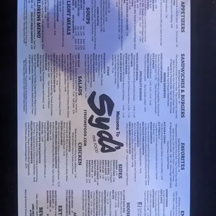 Menu as of Sept 2021.