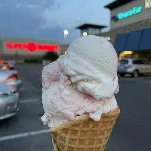 Pineapple upside cake  Strawberry cheesecake  Waffle cone