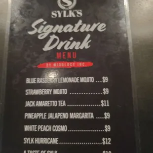 Drink menu