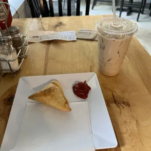 Veggie Samosa and ice chai