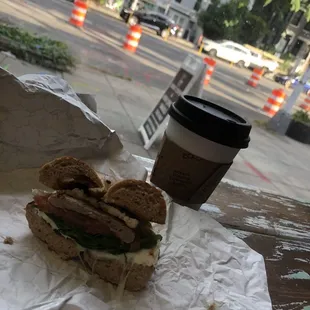 Bagel with Turkey sausage and provolone