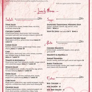 Sylvester's North End Grille Lunch Menu - pt1