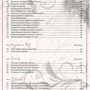 Sylvester's North End Grille Wine List - pt3