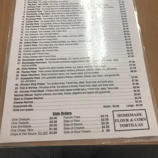 menu