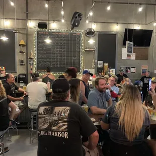 a large group of people sitting at tables