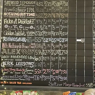 Beer menu