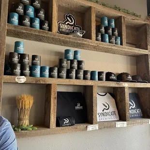 shelves of coffee and tea