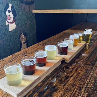 Beer flight of 9 beers, 1 Seltzer.