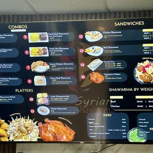 The menu