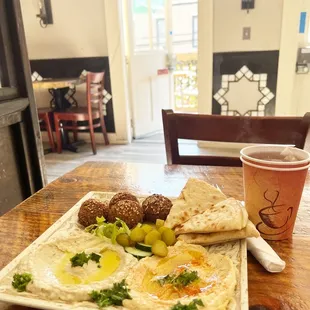 Farafel Sampler and hot black tea