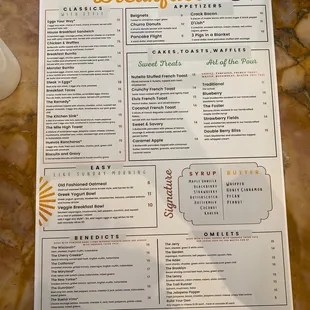 Breakfast menu