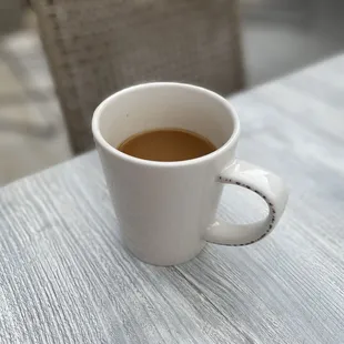 a cup of coffee on a table