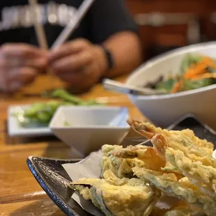 Tempura and salad