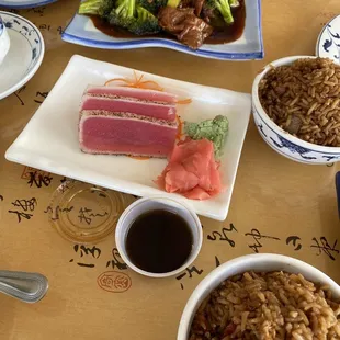 Beef and Beef with Broccoli Combo &amp; Seared Black Pepper Tuna