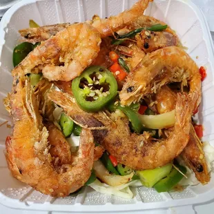 Salt &amp; Pepper Prawns with Shell