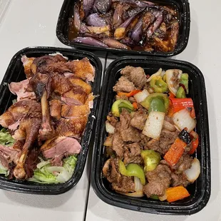 Garlic eggplant, smoke duck, cumin lamb