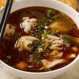 Hot and Sour Garlic Wonton Soup
