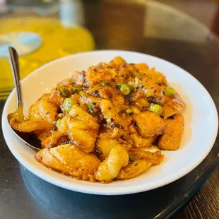 a bowl of food on a table