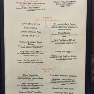 the menu