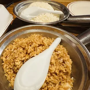 Plain Fried Rice (bottom) white rice (top)