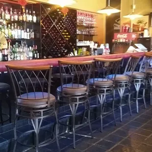 Bar Stools and Wine Selection.