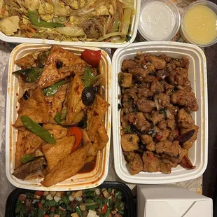 N10. Singapore Rice Noodles, 823. Home Style Tofu, 402. Three Chili Chicken, 212. String Bean with Spicy Black Bean