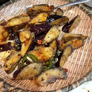 a plate of fried eggplant