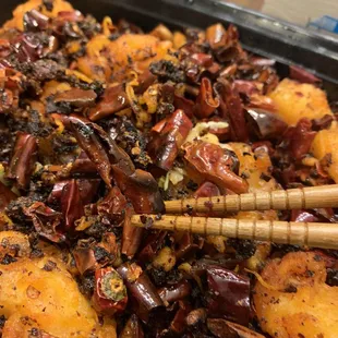 Szechuan style prawn was ALL BURNED AND INEDIBLE.