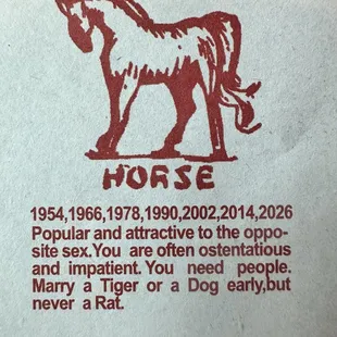 My year is on here. I&apos;m a horse!