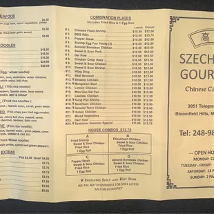 Menu with to date prices